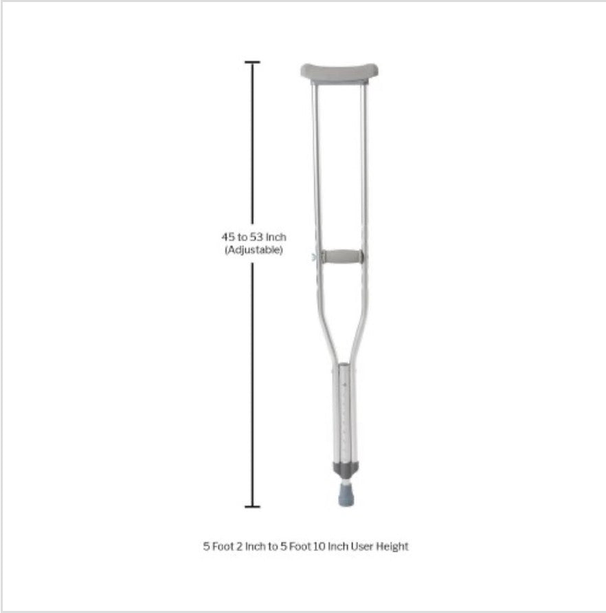 Quick Adjust Underarm Crutches for Adults 5'2" – 5'10"