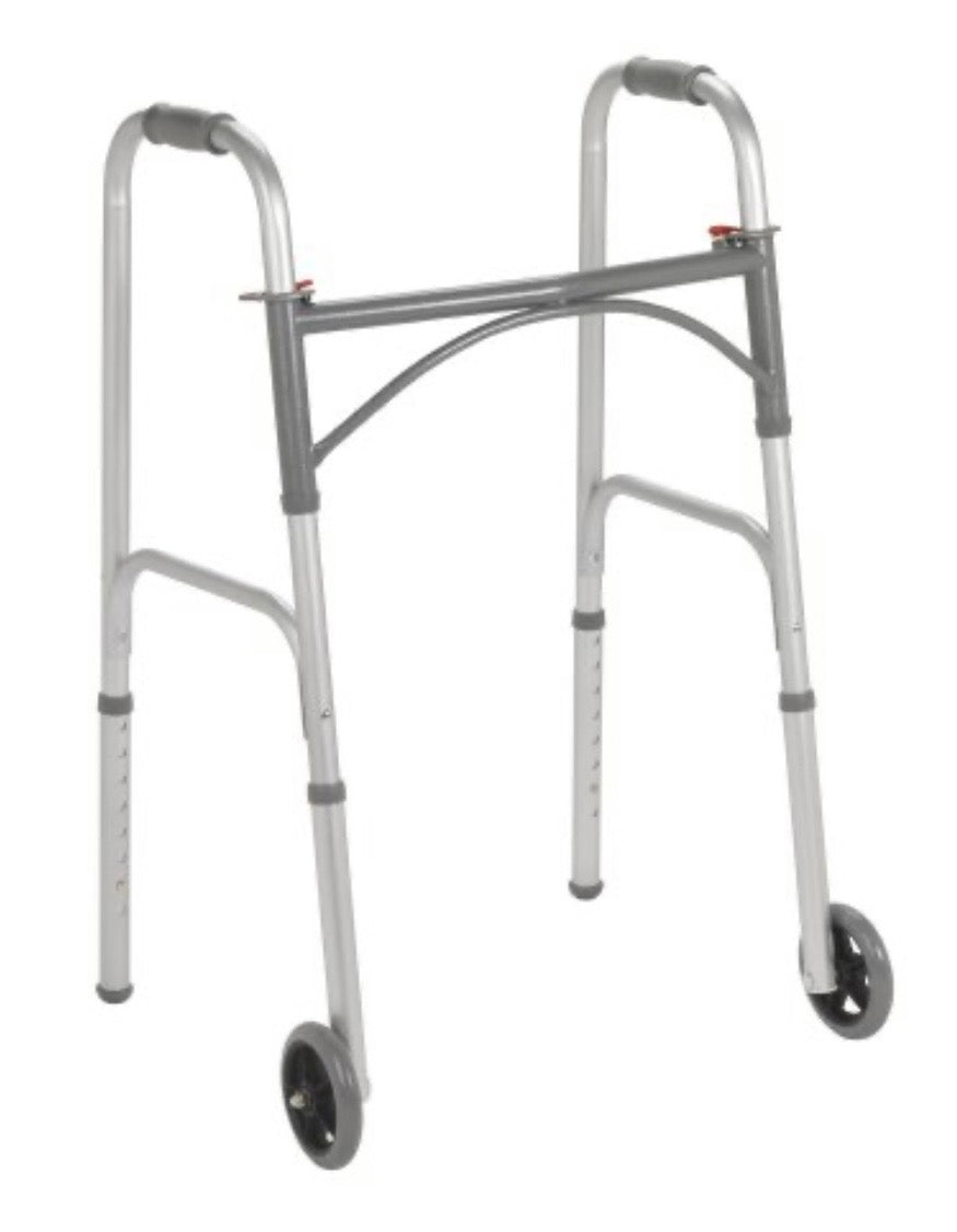 drive Dual Release Folding Walker with Wheels