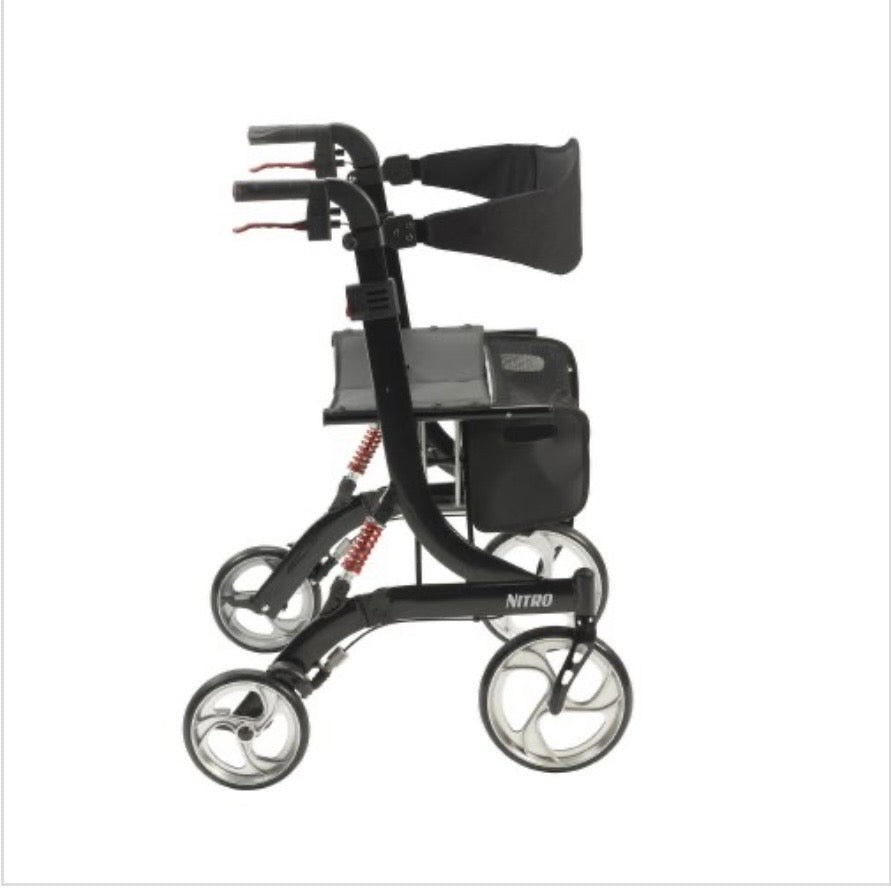 Nitro HD Bariatric Four-Wheel Rollator, Black
