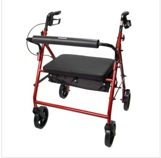 McKesson Bariatric Red Folding Steel Four-Wheel Rollator