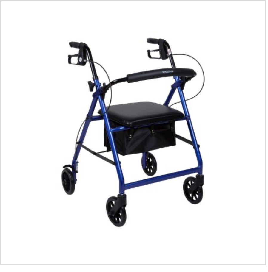 McKesson Folding Aluminum Four-Wheel Rollator, Blue