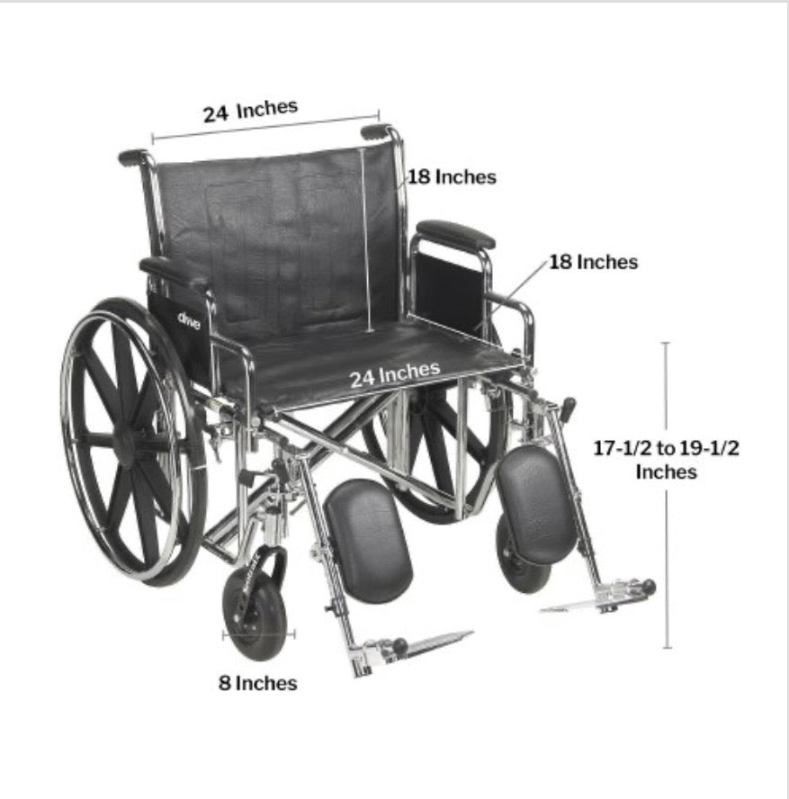 McKesson Bariatric Wheelchair, 24-Inch Seat Width, 450-lb. Capacity