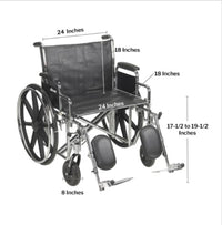 McKesson Bariatric Wheelchair, 24-Inch Seat Width, 450-lb. Capacity