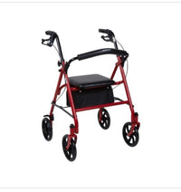 McKesson Folding Steel Four-Wheel Rollator, 12-Inch Seat Width, Red