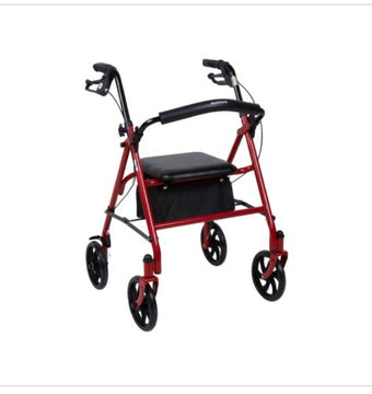 compare product McKesson Folding Steel Four-Wheel Rollator, 12-Inch Seat Width, Red