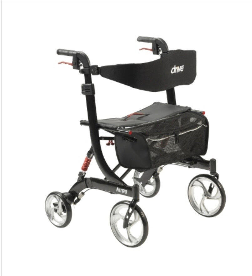 Nitro HD Bariatric Four-Wheel Rollator, Black