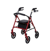 McKesson Folding Steel Four-Wheel Rollator, 12-Inch Seat Width, Red