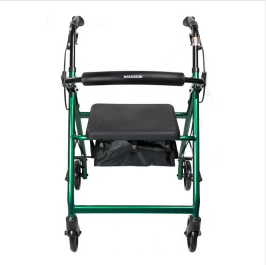 McKesson Folding Aluminum Four-Wheel Rollator, Green