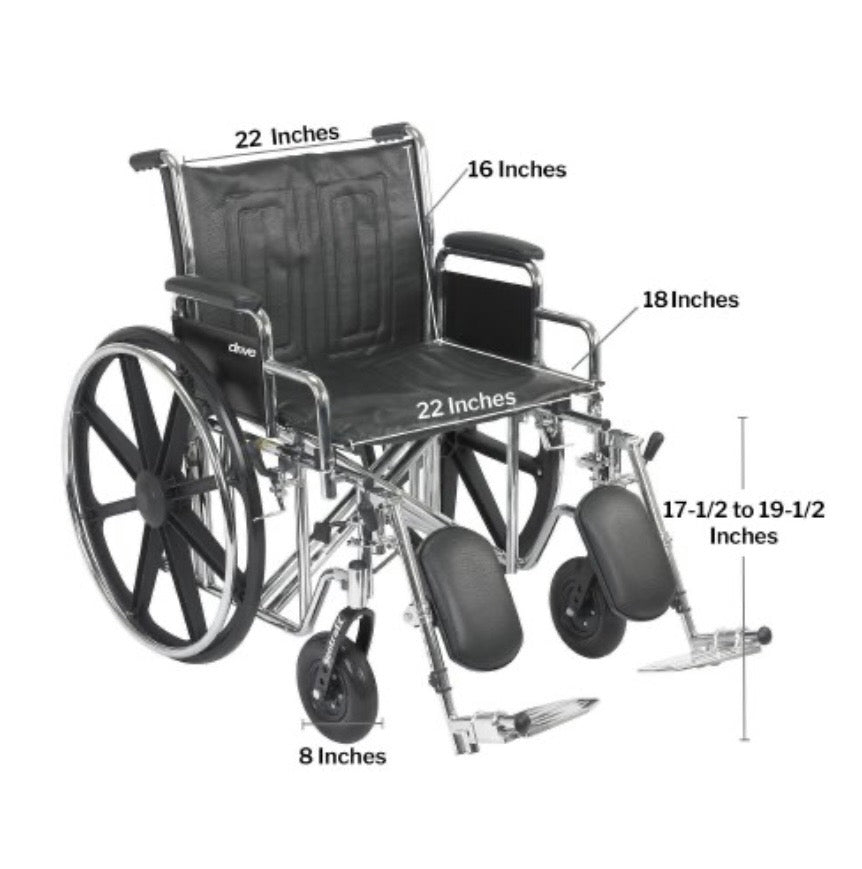 McKesson Bariatric Wheelchair, 22 Inch Seat Width