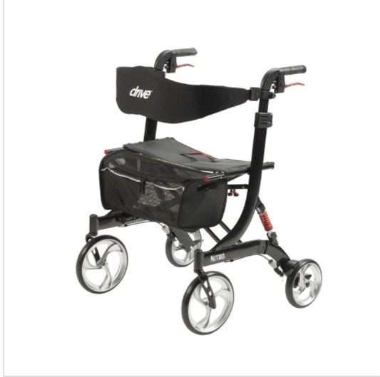 Nitro HD Bariatric Four-Wheel Rollator, Black