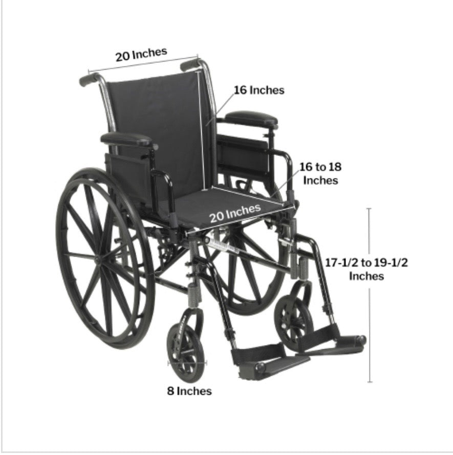drive Cruiser III Lightweight Wheelchair, 20-Inch Seat Width