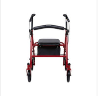 McKesson Folding Steel Four-Wheel Rollator, 12-Inch Seat Width, Red