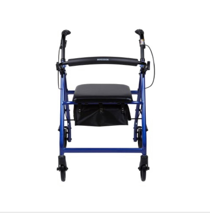 McKesson Folding Aluminum Four-Wheel Rollator, Blue