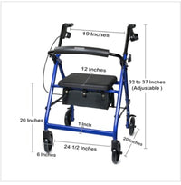 McKesson Folding Aluminum Four-Wheel Rollator, Blue